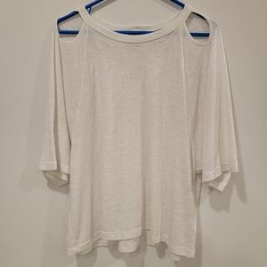 LNA Clothing Women's White Peep Shoulder Top XL